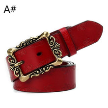 Load image into Gallery viewer, Leather Belts For Women Cowhide Embossing Design Carving Buckle