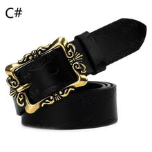 Load image into Gallery viewer, Leather Belts For Women Cowhide Embossing Design Carving Buckle